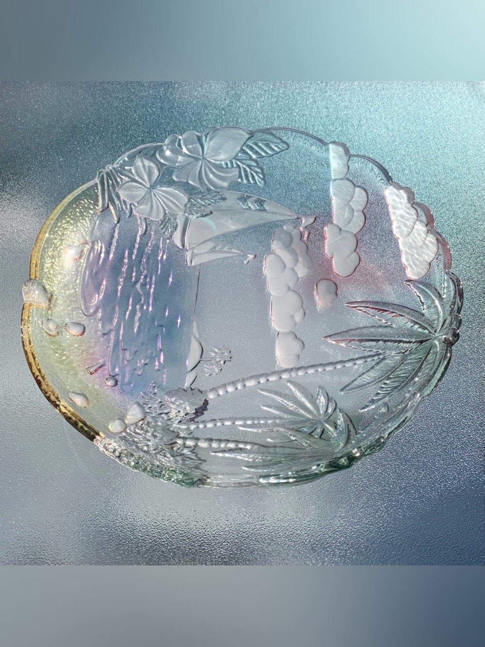 Mikasa 3D Sunrise Bay 18-1/2” Oval Sailboat Nautical Hostess Glass Platter - Picture 5 of 11